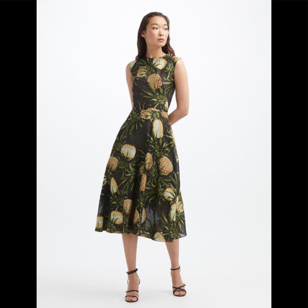 Oscar de la Renta Fil Coupe Midi Dress